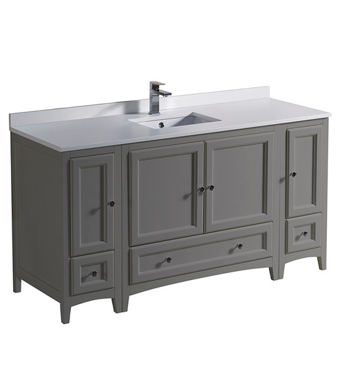 Fresca FCB20-123612GR-CWH-U Oxford 60" Gray Traditional Bathroom Cabinets w/ Top & Sink