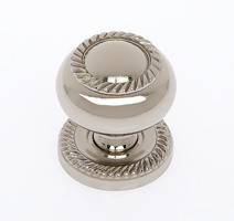JVJ Polished Nickel 1 1/4" Rope Door Knob With Back Plate - 34516