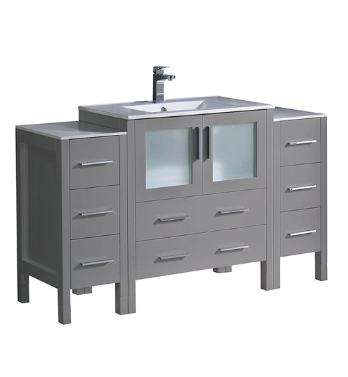 Fresca FCB62-123012GR-I Torino 54" Gray Modern Bathroom Cabinets w/ Integrated Sink