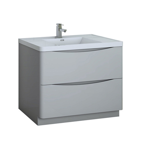 Fresca FCB9140GRG-I Tuscany 40" Glossy Gray Free Standing Modern Bathroom Cabinet w/ Integrated Sink