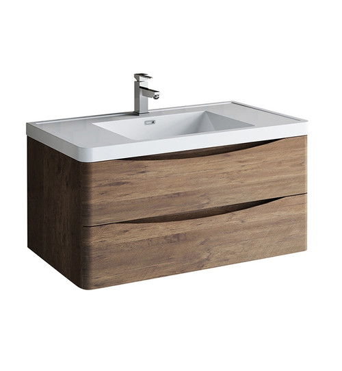 Fresca FCB9040RW-I Tuscany 40" Rosewood Wall Hung Modern Bathroom Cabinet w/ Integrated Sink