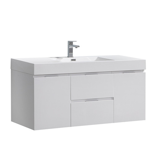 Fresca FCB8348WH-I Valencia 48" Glossy White Wall Hung Modern Bathroom Vanity