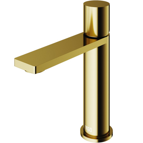 Vigo Halsey Single Hole Bathroom Faucet In Matte Brushed Gold