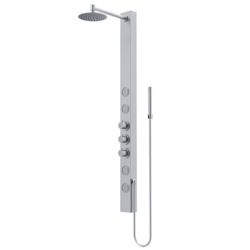 Vigo VG08018ST Sutton 4 In. Shower Massage Panel With Circular Waterfall Shower Head And Handheld Spray Head In Stainless Steel