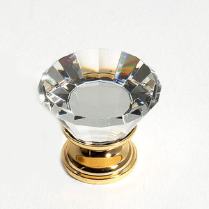 JVJ 24 K Gold Plated 30 mm (1 3/16") Flat Top 31% Leaded Crystal Door Knob - 33924