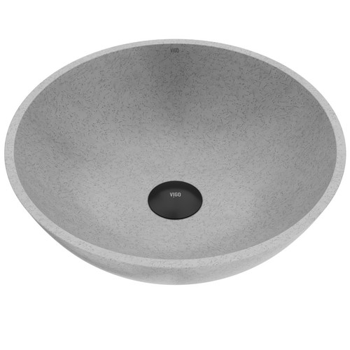 Vigo Concreto Stone Round Bathroom Vessel Sink - 16 inch