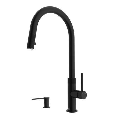 Vigo VG02033MBK2 Bristol Pull-Down Kitchen Faucet With Soap Dispenser In Matte Black