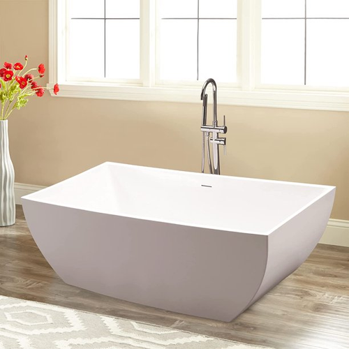 Vanity Art VA6821-LIO 66.9" Freestanding Acrylic Soaking Bathtub - White with Integrated Overflow