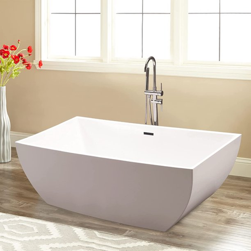 Vanity Art VA6821-LORB 66.9" Freestanding Acrylic Soaking Bathtub - White/Oil Rubbed Bronze Trim