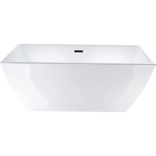 Vanity Art VA6821-SMB 59" Freestanding Acrylic Soaking Bathtub - White/Matte Black Trim
