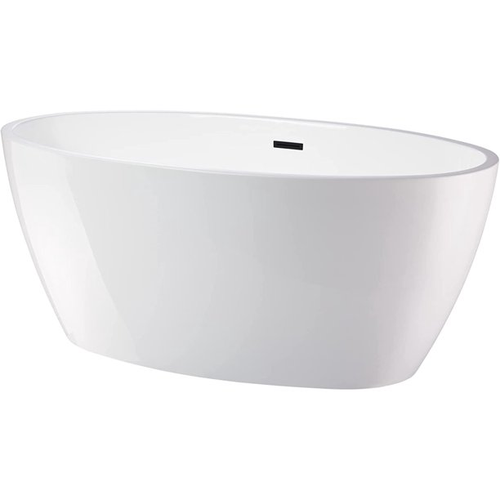 Vanity Art VA6834-MMB  59" x 32" Freestanding Acrylic Soaking Bathtub - White/Matte Black Trim
