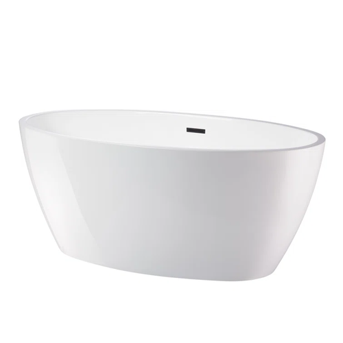 Vanity Art 59" x 32" Freestanding Acrylic Soaking Bathtub - White/Oil Rubbed Bronze Trim - VA6834-MORB