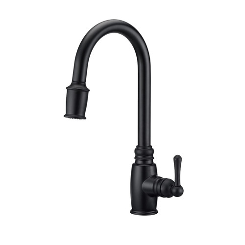 Gerber Opulence Single Handle Pull-Down Kitchen Faucet w/ Snapback Spray - Satin Black - D454057BS