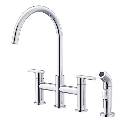 Gerber D424458 Parma Two Handle Bridge Kitchen Faucet with Side Spray 1.75gpm Chrome