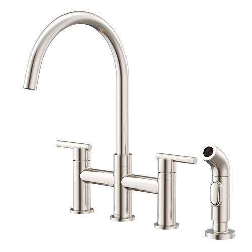 Gerber D424458SS Parma Two Handle Bridge Kitchen Faucet with Side Spray 1.75gpm - Stainless Steel