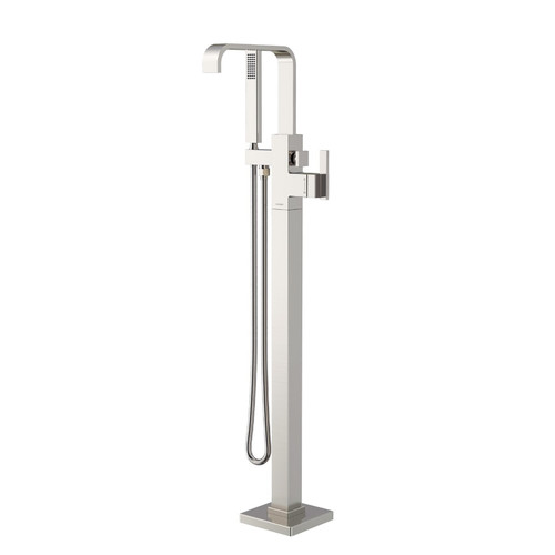 Gerber D300544BNT Square Floor Mount Tub Filler Faucet Trim Kit with Rectangular Handshower 1.75gpm - Brushed Nickel
