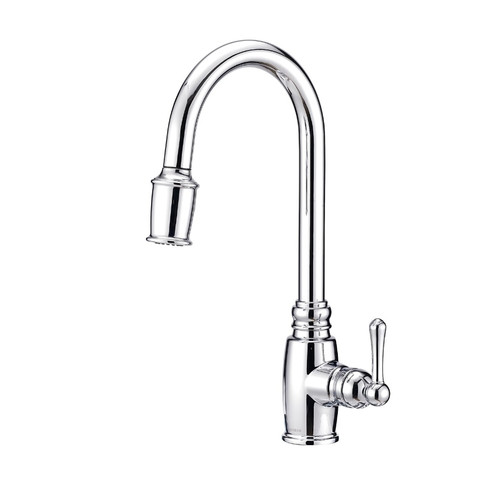 Gerber D454057 Opulence Single Handle Pull-Down Kitchen Faucet w/ Snapback Spray 1.75gpm - Chrome