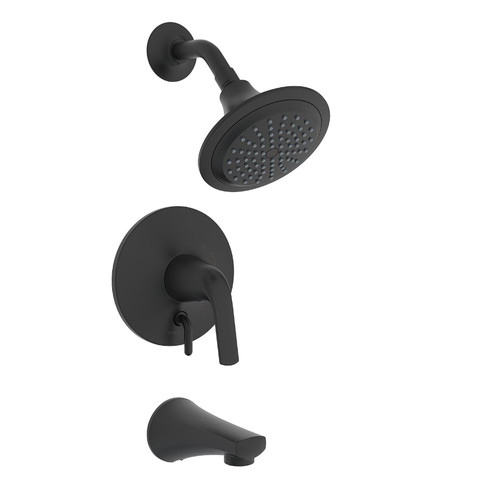 Gerber D501034BSTC Lemora Single Handle Tub & Shower Faucet Trim Kit & Treysta Cartridge with Diverter on Valve 1.75gpm - Satin Black