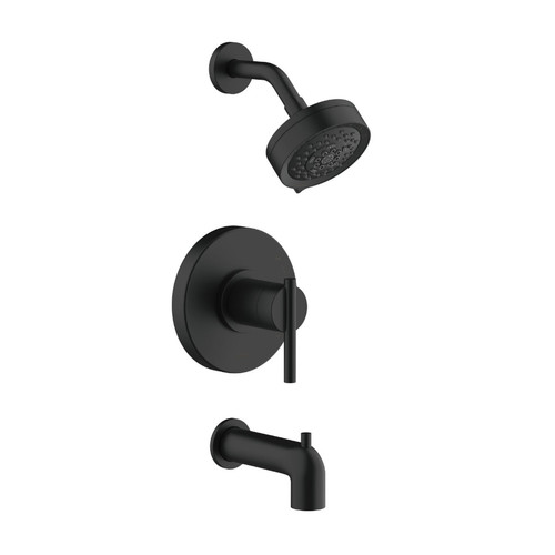 Gerber Parma Single Handle Tub & Shower Faucet Trim Kit & Treysta Cartridge W/ Diverter On Tub Spout & 5 Function Showerhead 1.75gpm - Satin Black - D511658BSTC