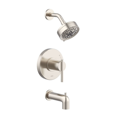 Gerber D511658BNTC Parma Single Handle Tub & Shower Faucet Trim Kit & Treysta Cartridge W/ Diverter On Tub Spout & 5 Function Showerhead 1.75gpm - Brushed Nickel