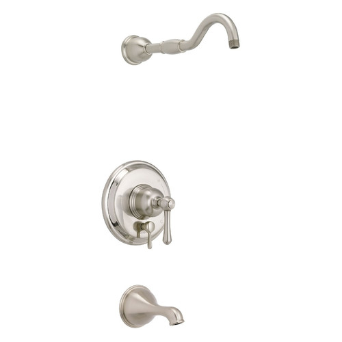Gerber Opulence Single Handle Tub & Shower Faucet Trim Kit & Treysta Cartridge w/ Diverter on Valve Less Showerhead - Brushed Nickel - D502157LSBNTC