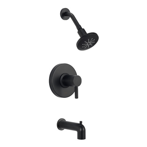 Gerber D511030BSTC Amalfi Single Handle Tub & Shower Faucet Trim Kit w/ Diverter on Spout & Treysta Cartridge 1.75gpm - Satin Black