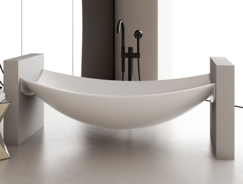 ALFI White Matte 71" Solid Surface Resin Suspended Wall Mounted Hammock Bathtub - HammockTub2-WM