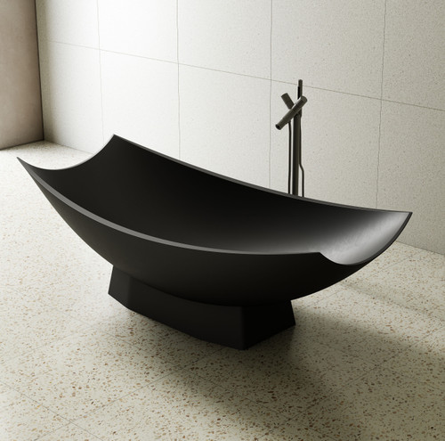 Alfi AB9992BM Black Matte 71" Solid Surface Resin Free Standing Hammock Style Bathtub