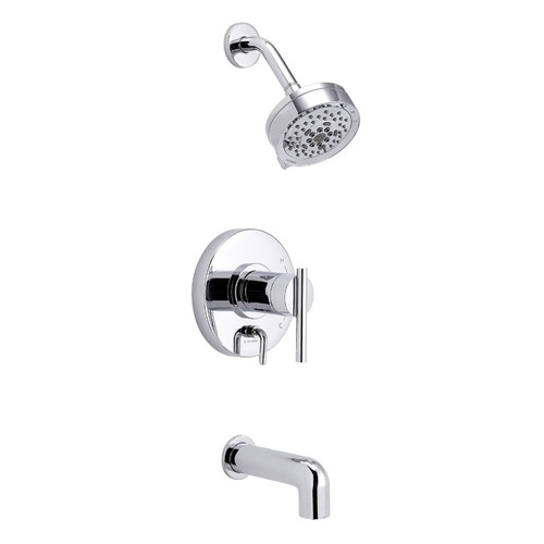 Gerber D511058TC Parma Single Handle Tub & Shower Trim Kit & Treysta Cartridge w/ Diverter on Valve & 5 Function Showerhead 1.75gpm - Chrome
