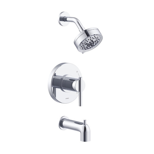Gerber D511658TC Parma Single Handle Tub & Shower Trim Kit & Treysta Cartridge W/ Diverter On Tub Spout & 5 Function Showerhead 1.75gpm - Chrome