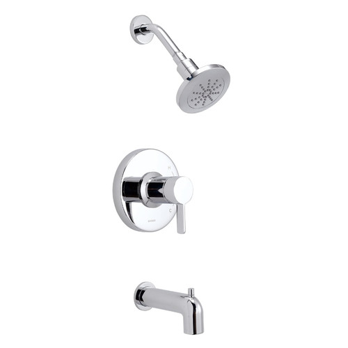 Gerber D511030TC Amalfi Single Handle Tub & Shower Trim Kit w/ Diverter on Spout & Treysta Cartridge 1.75gpm - Chrome