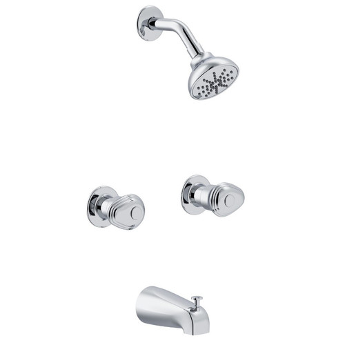 Gerber G0058420 Hardwater Two Handle Sliding Sleeve Escutcheon Tub & Shower Faucet with Threaded Diverter Spout 1.75gpm - Chrome