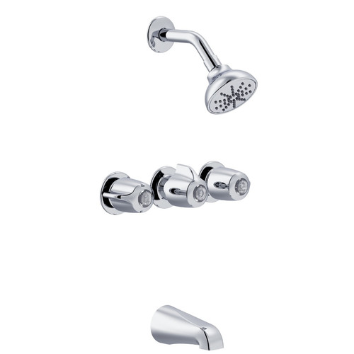 Gerber G004803183 Classics Three Handle Sliding Sleeve Escutcheon Tub & Shower Fitting with Sweat Connections & Threaded Spout 1.75gpm -Chrome