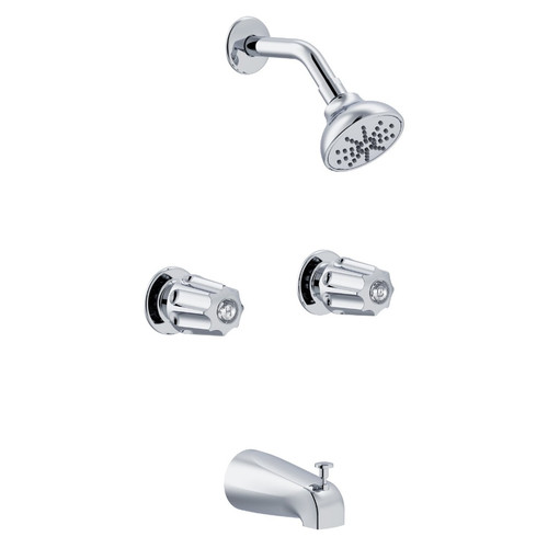 Gerber  G0748720 Classics Two Metal Fluted Handle Threaded Escutcheon Tub & Shower Fitting with IPS/Sweat Connections 1.75gpm -Chrome