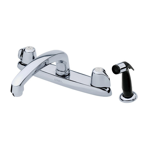Gerber G0042216 Classics Two Handle Kitchen Faucet Deck Plate Mounted with Side Spray 1.75gpm -Chrome