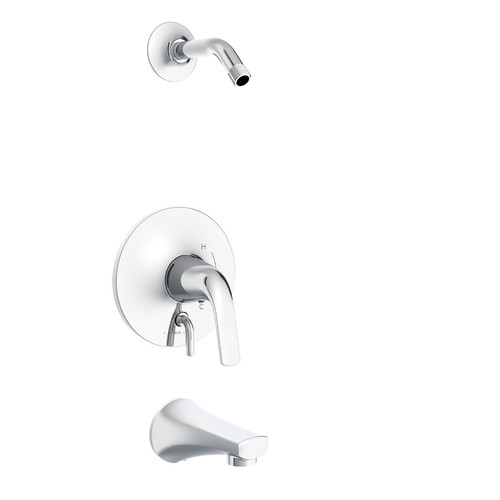 Gerber Lemora Single Handle Tub & Shower Trim Kit & Treysta Cartridge with Diverter on Valve Less Showerhead -Chrome - D500034LSTC