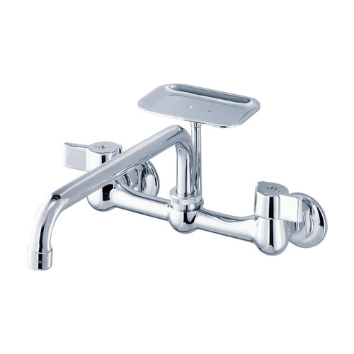 Gerber G0042691 Classics Two Handle Wall Mount Kitchen Faucet w/ 8" Spout & Soap Dish 1.75gpm -Chrome