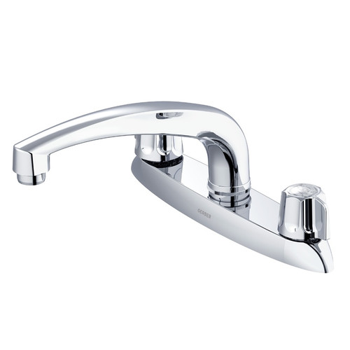 Gerber Classics Two Handle Kitchen Faucet Deck Plate Mounted w/out Spray & w/ Metal Fluted Handles 1.75gpm - Chrome - G0742116