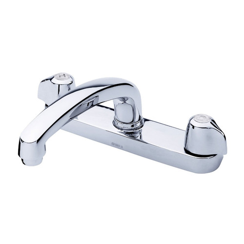 Gerber G0042416 Classics Two Handle Kitchen Faucet Deck Plate Mounted w/ Metal Handles & Cast Brass Spout 1.75gpm Compression Cartridge - Chrome