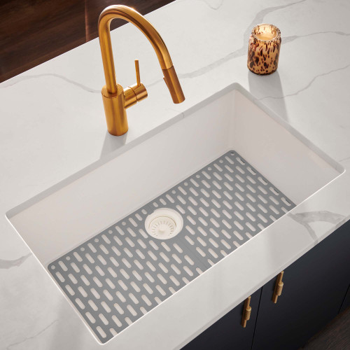 Ruvati 27 x 18 inch Granite Composite Undermount Single Bowl Kitchen Sink - Arctic White - RVG2027WH