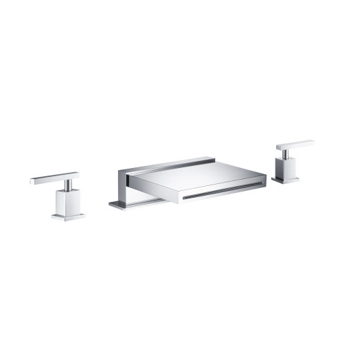 Flusso 3 Hole Deck Mount Cascade / Sheet Flow Roman Tub Faucet - Polished Chrome - 150.2410CP