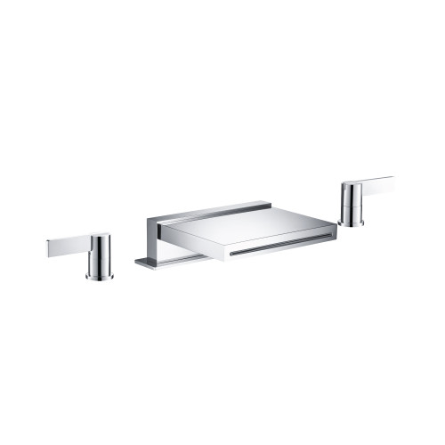 Flusso 3 Hole Deck Mount Cascade / Sheet Flow Roman Tub Faucet - Polished Chrome - 145.2410CFCP
