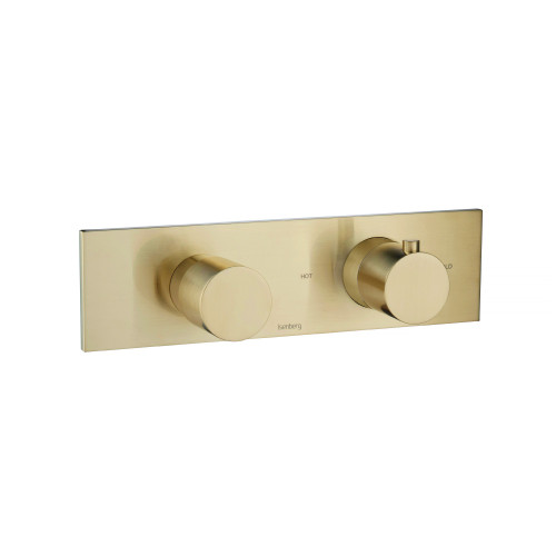 Flusso 100.2705SB 3/4" Horizontal Thermostatic Shower Valve & Trim - 3 Output - Satin Brass