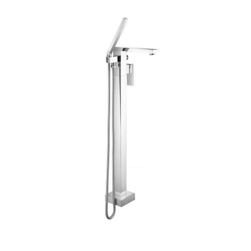 Isenberg  160.1168PN Freestanding Floor Mount Bathtub / Tub Filler With Hand Shower - Polished Nickel