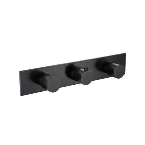 Flusso 100.2715TMB Trim For Horizontal Thermostatic Valve with 2 Volume Controls - Matte Black