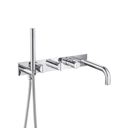 Flusso 145.2691TCP Trim For Wall Mount Tub Filler With Hand Shower - Polished Chrome