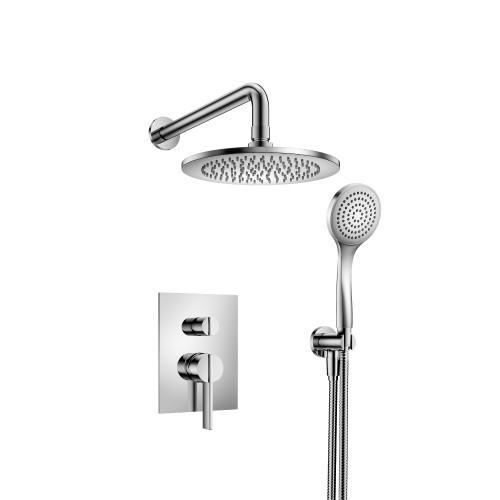 Flusso 145.3300CP Two Output Shower Faucet Set With Shower Head And Hand Held - Polished Chrome