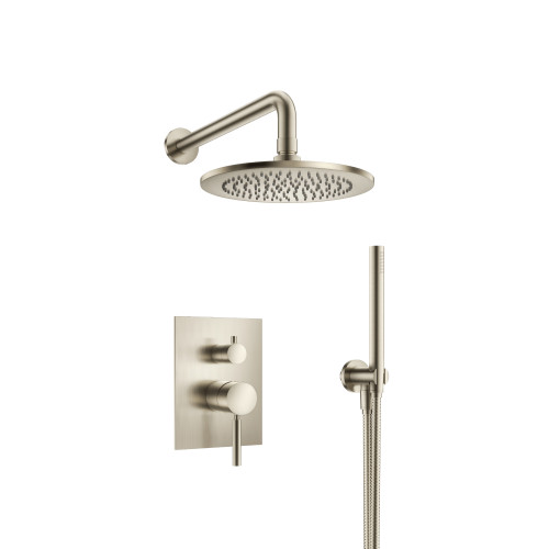 Flusso Two Output Shower Faucet Set With Shower Head And Hand Held - Brushed Nickel - 100.3300BN