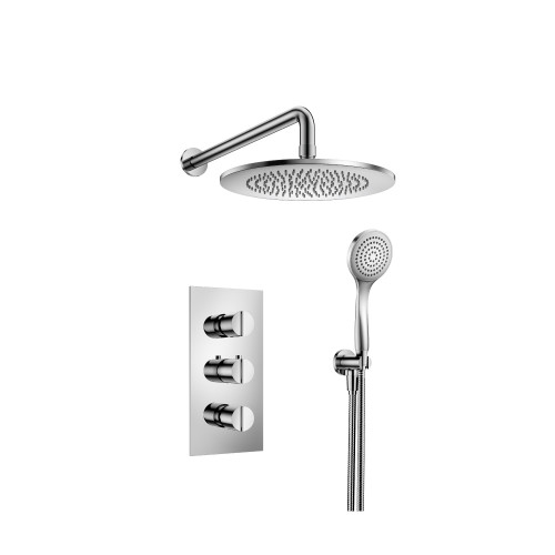 Flusso Two Output Shower Faucet Set With Shower Head And Hand Held - Polished Chrome - 145.7150CP