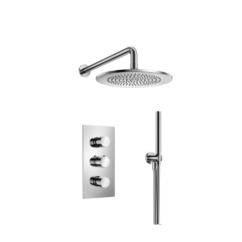 Flusso Two Output Shower Faucet Set With Shower Head And Hand Held - Polished Chrome - 100.7150CP